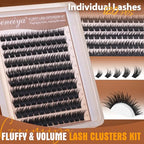 Geeneiya Fairy Lash Clusters Kit D Curl Eyelash Clusters Wispy 10-18MM DIY Lash Extension Kit Volume Cluster Eyelash Extensions Kit Individual Lashes with Waterproof Lash Bond and Seal for Beginners