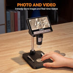 Elikliv Coin Microscope, 4.3'' LCD Digital Microscope 1000x, Coin Magnifier with 8 Adjustable LED Lights, PC View Compatible with Windows/Mac, EDM4B, Black