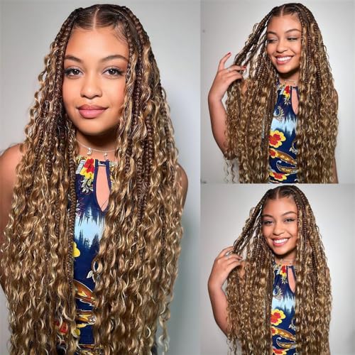 Human Braiding Hair For Boho Knotless Braids 100g Deep Wave Bulk Human Hair for Braiding No Weft Wet And Wavy Human Braiding Hair 100% Remy Human Hair Extensions (Deep Wave-4/27, 28 Inch)
