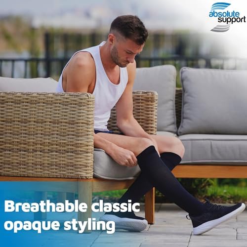 ABSOLUTE SUPPORT (3 Pairs) Wide Calf Graduated Support Opaque Compression Knee High Socks for Women and Men 20-30mmHg | For Embolism, Arthritis, Post Surgery, Swelling - Black, 5X-Large - A501BL8-3