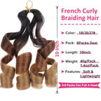 Unionbeauty French Curl Braiding Hair 10 Inch French Curly Braiding Hair 8 Packs Body Wavy Braiding Hair for Boho Box Braids Crochet Hair Curly Braiding Hair Synthetic Braiding Hair Extension 1B3027#
