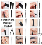 ESARORA Manicure Set, 18 in 1 Stainless Steel Professional Pedicure Kit Nail Scissors Grooming Kit with Black Leather Travel Case