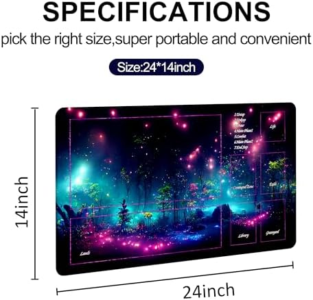 MTG Playmat TCG Playmat -Includes Storage Tube and 7 Dice-Experience Top-Tier Quality and Edge-Locking Waterproof and Non-Slip Mat! (playmat with Zones, Purple fluorescence2)