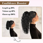 REECHO Highlight Ponytail Extension, 18 Inch Claw Multi Layered Clip on Ponytail Extension for Women Long Curly Hair Extensions Synthetic Hairpiece HP002 - Ash Brown with Platium Highlights