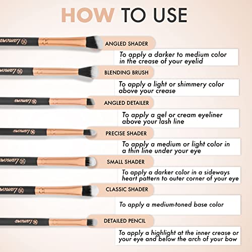 Eye Makeup Brushes Eyeshadow Brush Set - 7pcs Soft Synthetic Eyeshadow Blending Brush Kit - For Blending Eyeshadow, Eyeliner, Crease, Eyebrow - Long Lasting, Apply Better, Flawless Look Makeup