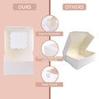 PFAMKEER 36 pcs 6x6x3 Inches Small Cake Box with Window, Bakery Pastry Cookie Boxes, Mini Pie for Pastry,Dessert,Strawberries,Chocolates, Cupcakes with paper stickers (white)