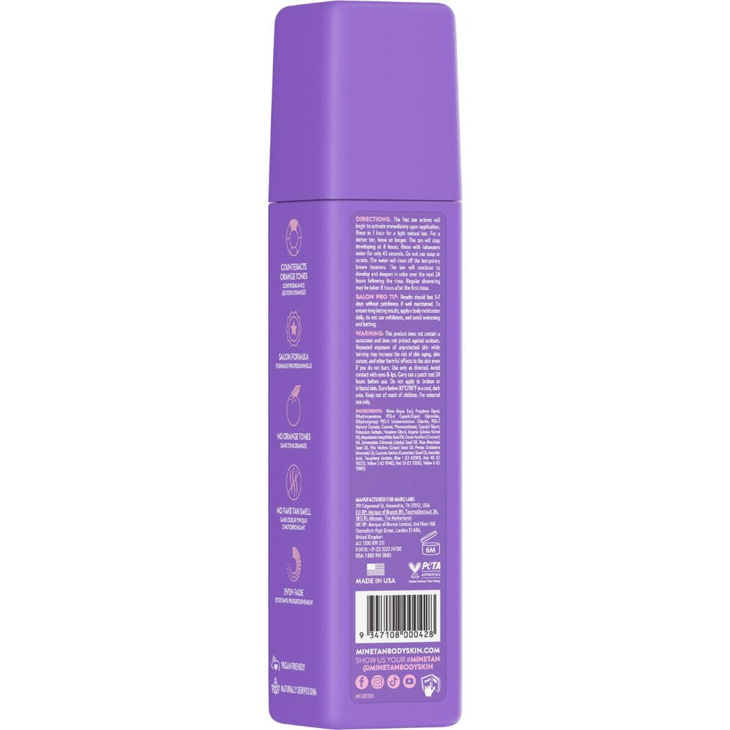 Minetan Violet Self Tanning Foam | Color Base Tan Collection - Rich Dark Brown Bronze Glow, 1 Hour Instant Express, Face & Body Fake Sunless Tanner Mousse, For All Skintones, 6.7 Fl Oz