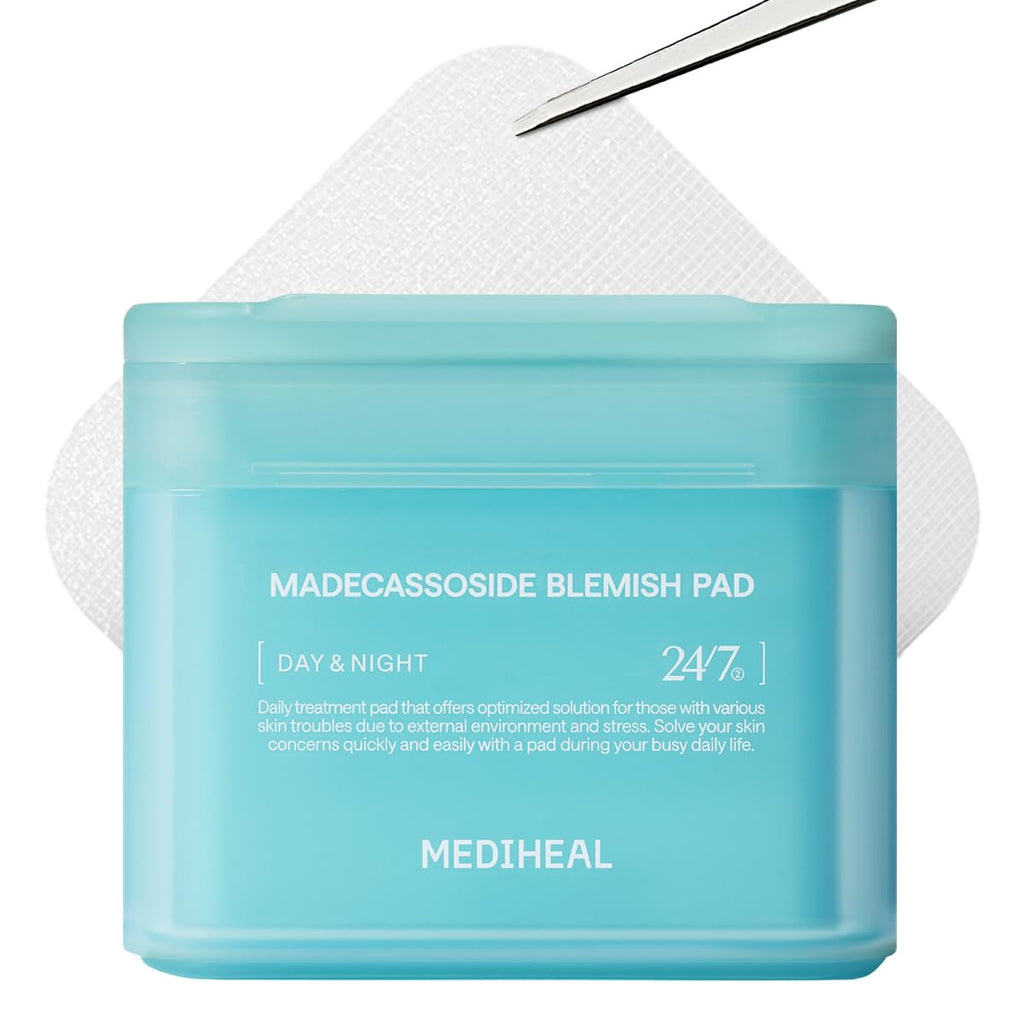 MEDIHEAL Madecassoside Blemish Pad - Square Cotton Facial Toner Pads with Centella Asiatica & Madecassoside – Anti Blemish to Improve Uneven Skin Tone - Vegan Face Gauze Pads, 100
