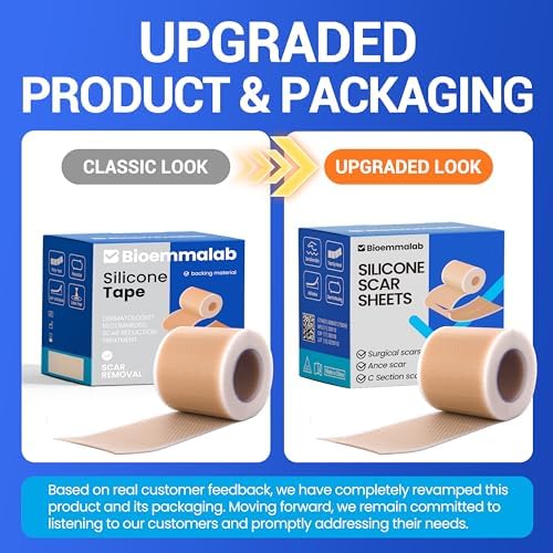 Silicone Scar Sheets Surgical Tape (1.6”x120” Roll) Face Patches Acne Treatment C Section Strips, Skin-Sensitive Medical Grade Healing Scar Bandages Pads for Keloid, Stretch and Tummy Tuck Recovery