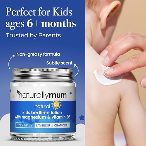 Kids Magnesium Bedtime Lotion with Vitamin D | Support for Sleep, Heart, Bone, Nerve, Gut and Muscle Health | Alternative to Melatonin | Lavender & Chamomile 4.2 fl oz