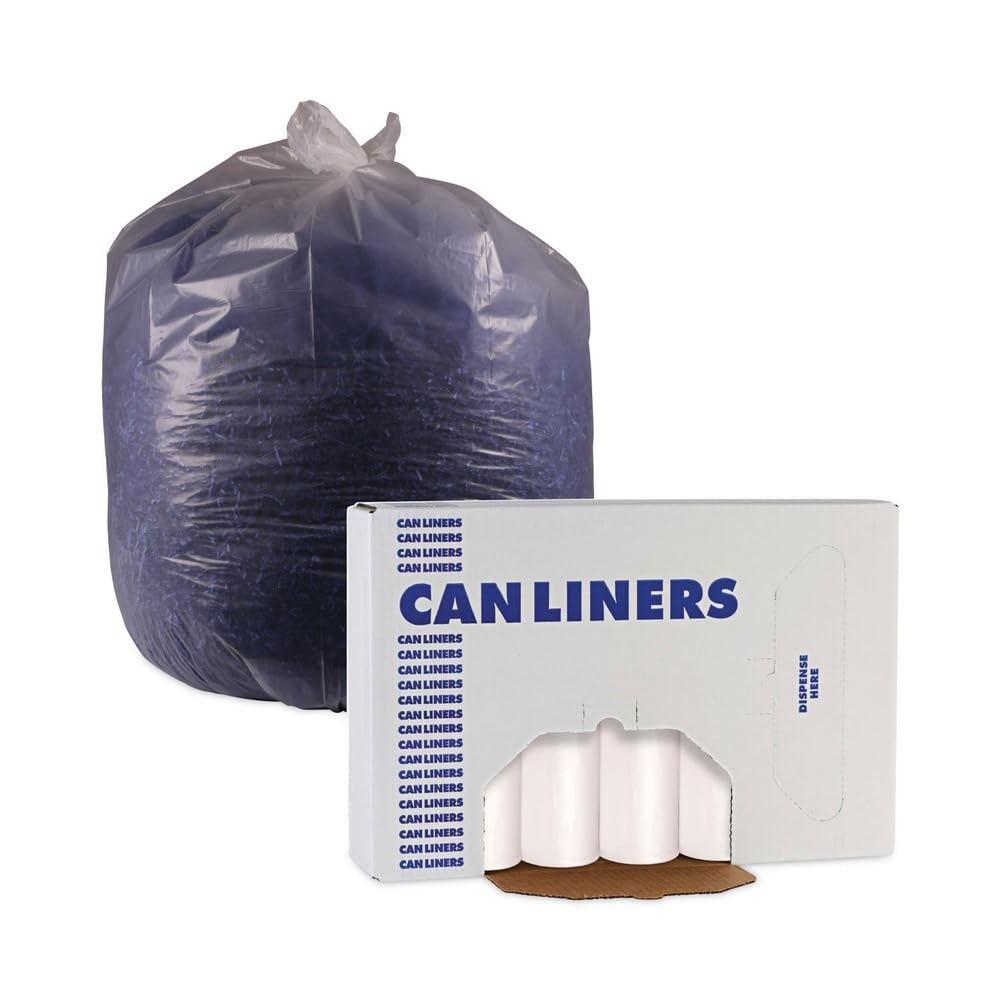 Boardwalk 16 Gallon High-Density Can Liners - 1000 Count Bulk Commercial Trash Bags, 6 Micron Star-Seal, Coreless Perforated Roll, Clear (24"x33")