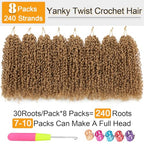 Aksice 10 Inch 8 Packs Yanky Twist Crochet Hair for Women Pre-looped Mini Twist Hair Bohemian Passion Twist Crochet Hair Boho Crochet Braids Synthetic (27#)