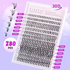Lash Clusters 280pcs Individual Lashes Cluster Natural DIY Eyelash Extension Lash Clusters 30D 8-16mm Mix D Curl Eyelash Clusters Extensions for Self (30D-0.07D-8-16Mix)
