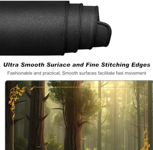 DEGDFSGR for TCG MTG Playmat with Zones 24 x 14 inches Non-Slip Rubber Base Commander Playmat for Magic The Gathering for Lorcana Trading Card Game, Sunshine Fairy Tale Forest