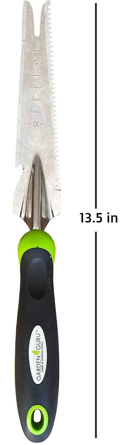 Garden Guru Hand Weeder Trowel with Ergonomic Handle – Stainless Steel Weeding & Digging Knife – Rust Resistant - Perfect for Weeding, Transplanting, Digging, Pruning, Cutting