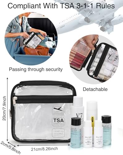 Relavel Travel Makeup Bag Hanging Toiletry Bag for Women Men TSA Approved Clear Bag Toiletries Waterproof Cosmetic Bag Toiletry Bag Travel Toiletry Organizer for Bathroom Shower, Large Size