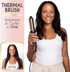 ELLA BELLA® Heated Round Thermal Blowout Brush • Negative ION Plasma Thermal Hot Hair Brush • Volumizer Styler & Curler in 1 • Fast HeatUp • Dual Voltage International Use • Swivel Cord, Auto ShutOff