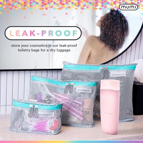 MUMI Travel Toiletry Bag Set 3 Water-Resistant Bags for Toiletries, Makeup, Shaving Essentials, Portable Organizer for Men & Women, Perfect for Travel Essentials