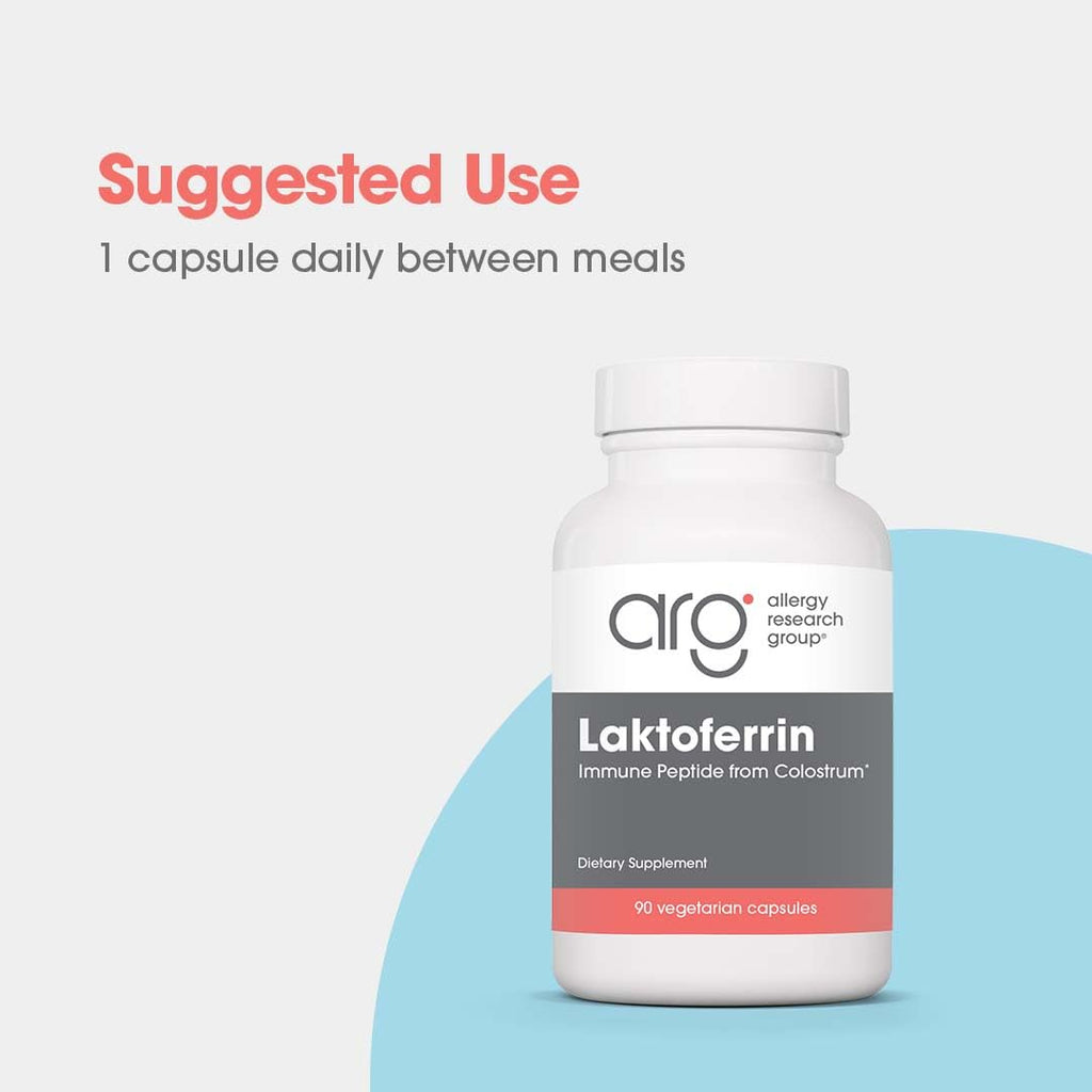 Allergy Research Group ARG Laktoferrin - 350 mg Lactoferrin - Immune System & Gut Health Support - Gluten-Free & Non-GMO - 90 Servings - 90 Capsules