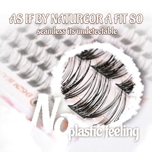Upgraded,Natural Lash Clusters 8mm C Curl with No Plastic Feel,Cluster Eyelash Extensions Wispy, Ultra-Soft Individual Lashes with Thin Band,long-lasting and New comfort,Radiant Style [Ehszm Beauty]