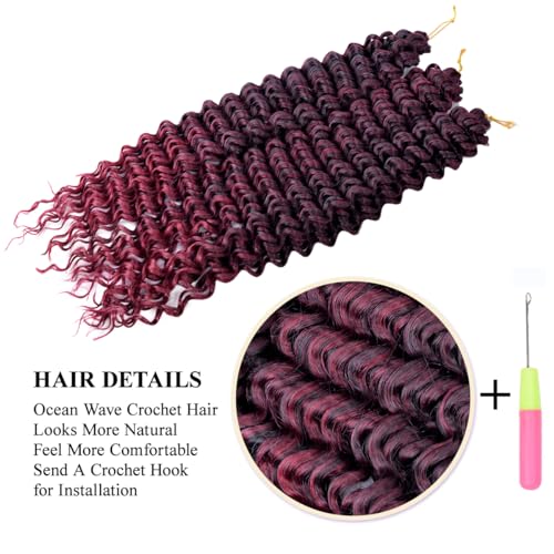 Curly Crochet Hair,Ocean Wave Crochet Hair 22Inch Curly Braiding Hair for Boho Braids Synthetic Hair Extensions for Women(22 Inch,3pack,#1B/TBug)