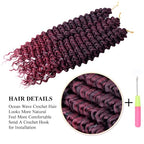 Curly Crochet Hair,Ocean Wave Crochet Hair 22Inch Curly Braiding Hair for Boho Braids Synthetic Hair Extensions for Women(22 Inch,3pack,#1B/TBug)