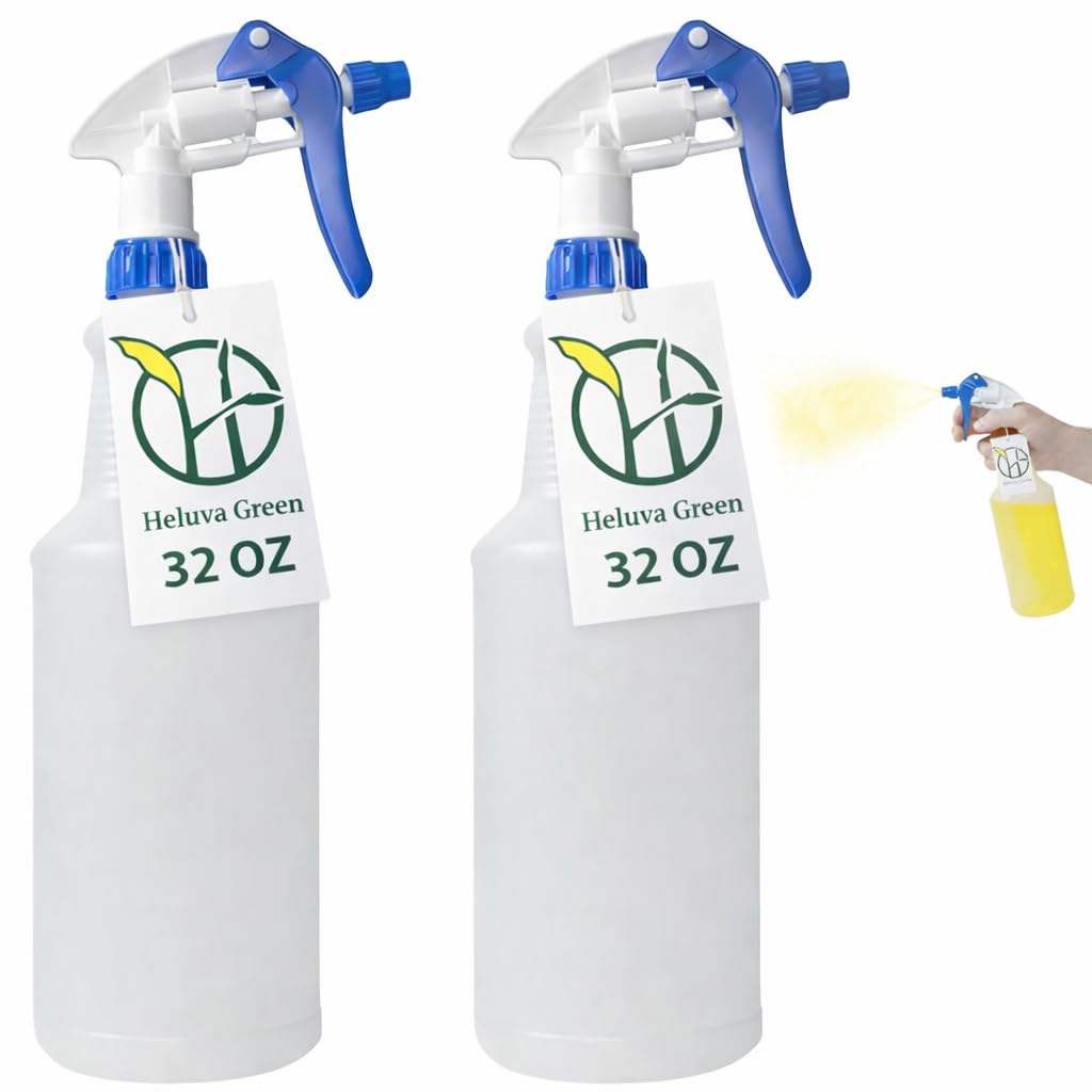 Heavy Duty 32oz Plastic Spray Bottles for Cleaning, Blue 2 Pack
