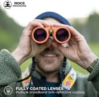 Nocs Provisions Pro Issue 10x42 Compact Fogproof Waterproof Binoculars for Adults & Kids, 10X Magnification, Wide View Multi-Coated Lenses for Bird Watching, Hunting & Stargazing - Carnelian Orange