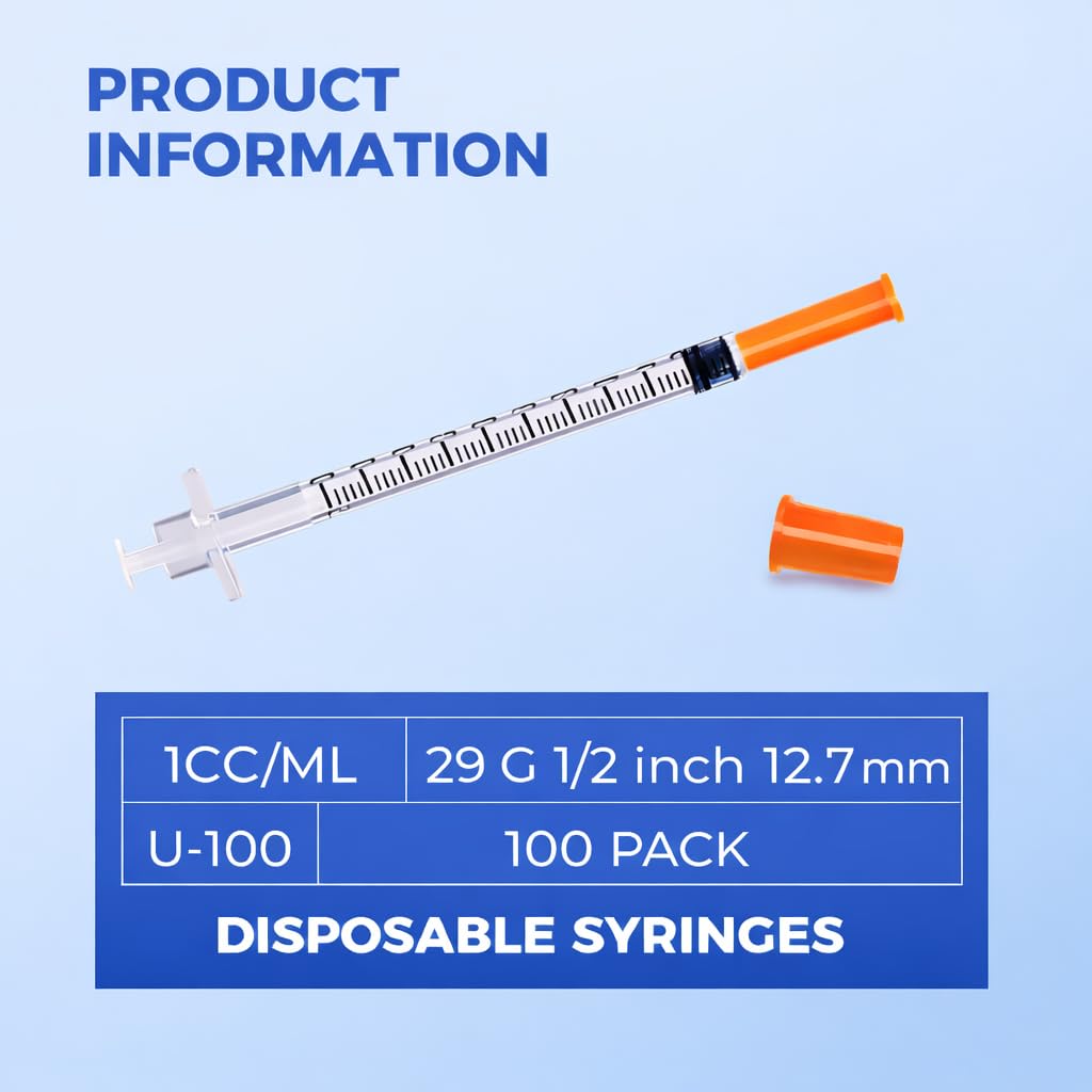 1ml 29G 1/2" 12.7mm , Lab Supplies , Pack of 100
