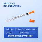 1ml 29G 1/2" 12.7mm , Lab Supplies , Pack of 100