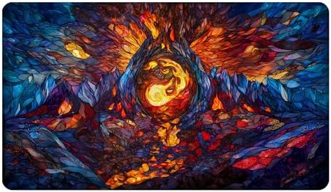 MTG Playmat, TCG Card Game Playmat, Stitched Edge, Non-Slip Rubber Bottom - 24 x 14 inch - Mountain