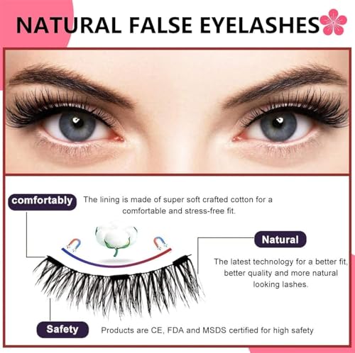 Ginani Lashes, Ginani Magnetic Lashes, Magnetic Eyelashes, Magnetic Lashes with Applicator, Reusable Magnetic Eyelashes, Magnetic Eyelashes Natural Look (Bushy)
