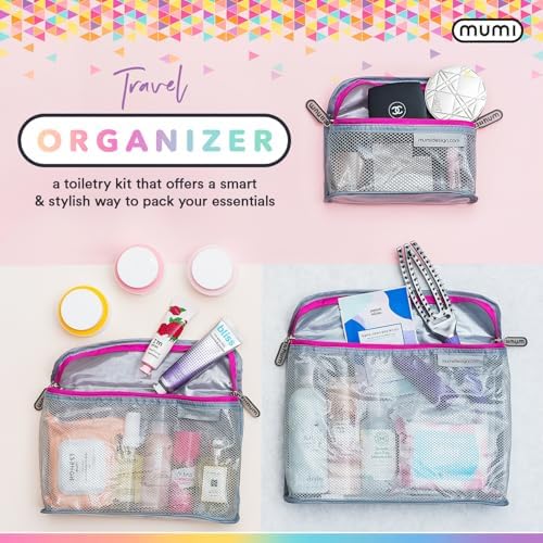 MUMI Travel Toiletry Bag Set 3 Water-Resistant Bags for Toiletries, Makeup, Shaving Essentials, Portable Organizer for Men & Women, Perfect for Travel Essentials