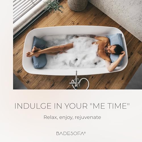 BADESOFA® Luxury Bath-Tub Pillow Set | 3-Piece Bath Pillow Set with Premium Materials & CleanDry+ | Bath Pillows for Head, Neck, & Full Body Comfort | Spa Pillow for Bath- or Hot Tub in Grey