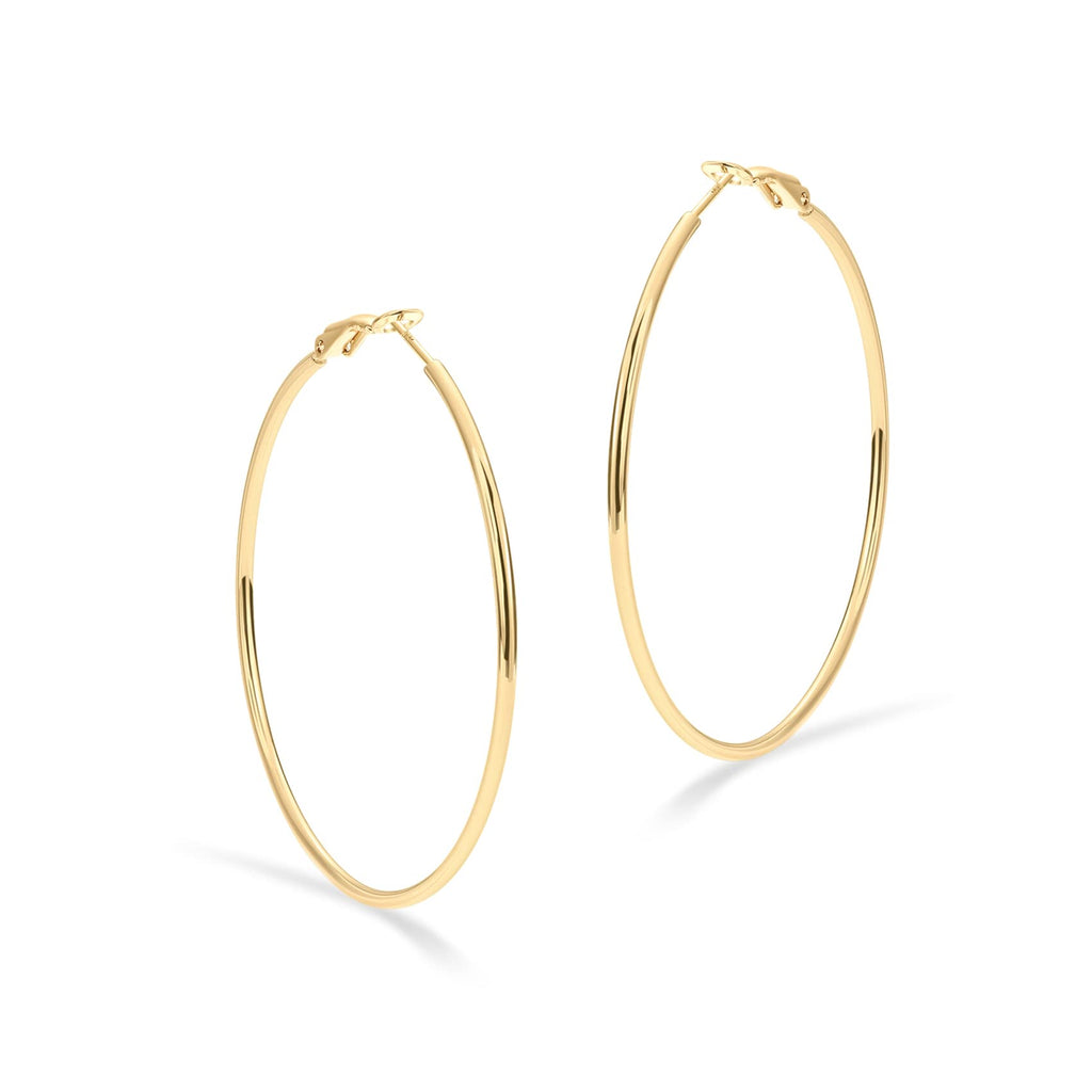 PAVOI Hoop Earrings for Women, 925 Silver, Yellow Gold, Size 60 Millimeters