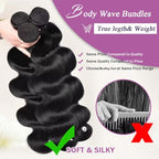 Human Hair Body Wave 3 Bundles 18 20 22 12A Grade 100% Unprocessed Brazilian Virgin Human Hair Body Weave Bundles Double Weft Human Hair Extensions Natural Color for Black Women