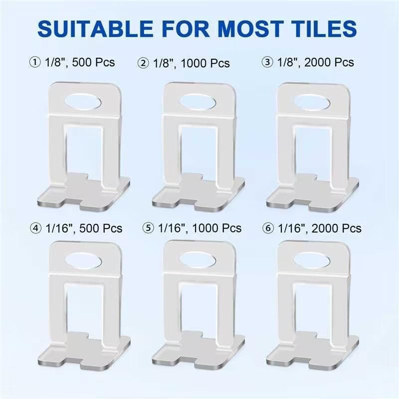 DGSL Tile Leveling System Clips - DIY 2400 Tiles Leveler Spacers - 1/8 Inch Tile Leveling System for Professional Ceramic Tile and Stone Installation