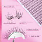 Insivible Band Lash Clusters Kit Wispy Eyelash Clusters Natural Lash Extension Kit 9-12mm Cluster Eyelash Extensions 168pcs Individual Lashes Clear Lash Bond and Seal Lash Tweezers
