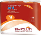 Tranquility Premium ATN Disposable Briefs with Tabs, Overnight Protection Superabsorbent Core for Leak-Free and Full-Fit Comfort, Medium 96ct Case