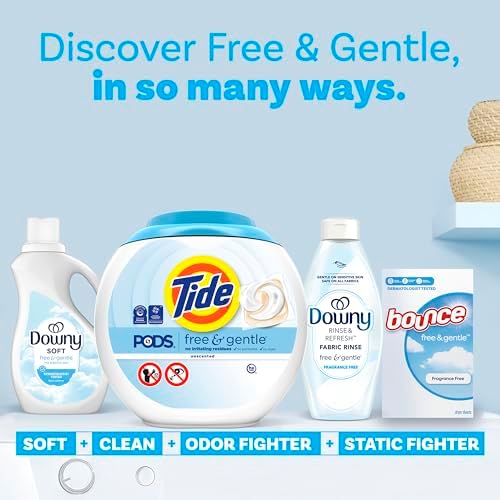 Tide PODS Free & Gentle Laundry Detergent Soap Pacs, 57 Count, Tide PODS Laundry Detergent