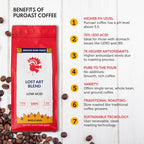 Puroast Low Acid Coffee Whole Bean | Lost Art Whole Bean | Medium Roast | High Antioxidants & High pH |No Bitter Aftertaste | Reduced Heartburn & GERD | Suitable for Cold Brew - 2.2 LB