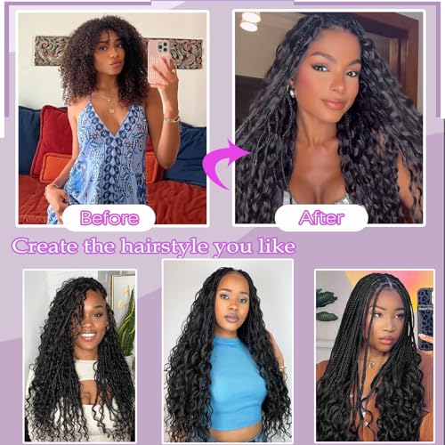 Human Braiding Hair Mix Synthetic Boho, 16 Inch Deep Wave Bulk for Boho Braids 2 Pcs Curly Bohemian Wet and Wavy Braiding Hair (P4/30#, 16 Inch)