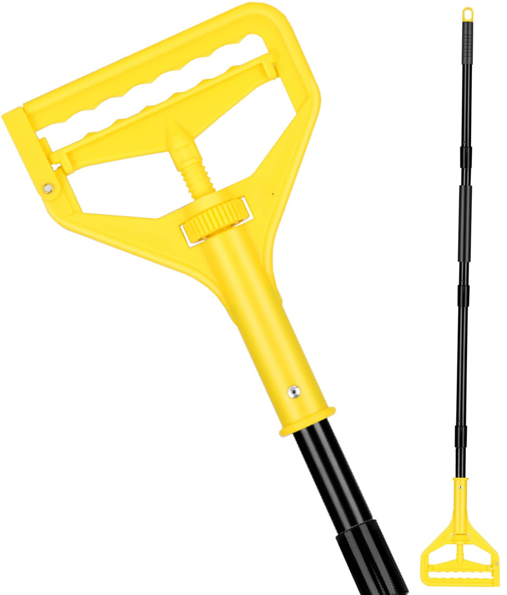 VOUBIEN Commercial Mop Handle Heavy Duty,58" Industrial Mop Stick,Wet Mops Head Replacement Holder for Professional/Industrial Floor Cleaning, Yellow