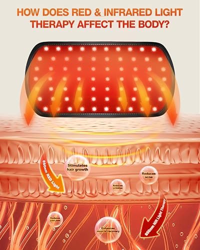 Red Light Therapy for Body Pain, 3 in 1 LED Beads Infrared Light Therapy Belt 660nm Red Light &850nm Near Infrared Light Therapy Timer Remote Control, Home Red Light Therapy Gift for Women Men