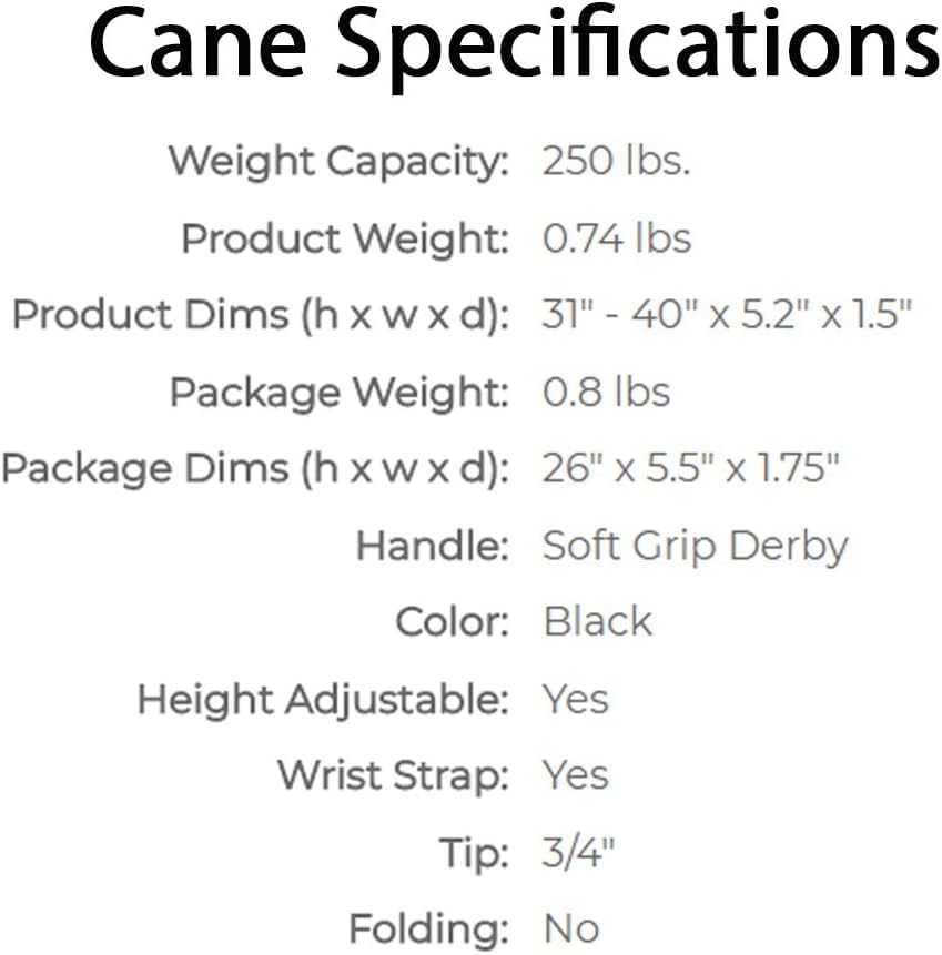 Carex Health Brands FGA52000 Black Soft Grip Derby Cane