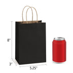 BagDream Gift Bags with Handles 5.25x3x8 Inch Small Black 100 Pack Bulk