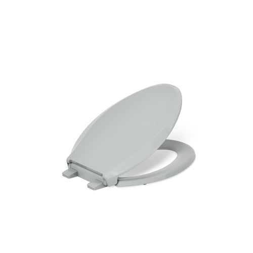 "KOHLER 4636-RL-95 Cachet ReadyLatch Elongated Toilet Seat Slow Close, Soft Close Toilet Seat Quiet Lid, Contoured Grip-Tight Bumpers Installation Hardware, Apartment Essentials, Ice Grey "