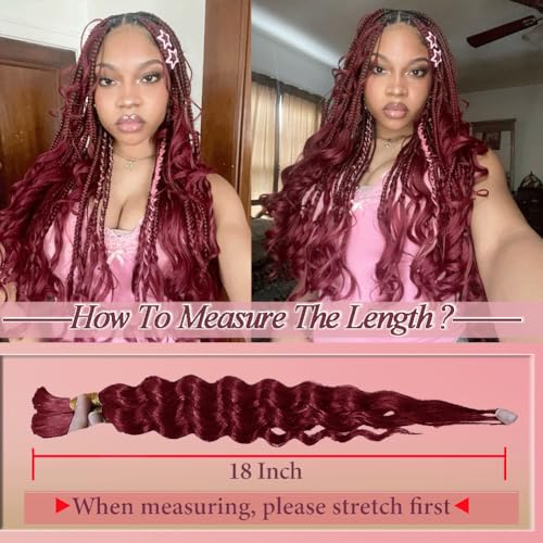 Human Hair Braiding Hair 12A Deep Wave Bulk Human Hair For Braiding 14 Inch 100g/2Bundles No Weft Human Braiding Hair Extensions 99J Burgundy Deep Wave Bulk Human Hair For Boho Braids