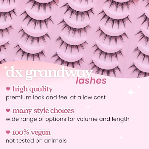 Anime Lashes Korean Japanese Look Like Asian Natural Look False Eyelashes Manga Lashes Mink Wispy Fluffy Spiky 3D Volume Eyelashes Pack Cosplay Fake Eyelashes Individual Cluster 5 Pairs X009 by dxg