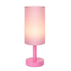 LALISU Small Table Lamp Nightstand Lamp Linen Lampshade Bedroom Wood Base Small Bedside Lamp for Night Stands, Desk Lamps for Reading Living Room, Office (LED Bulb Included) (Pink)